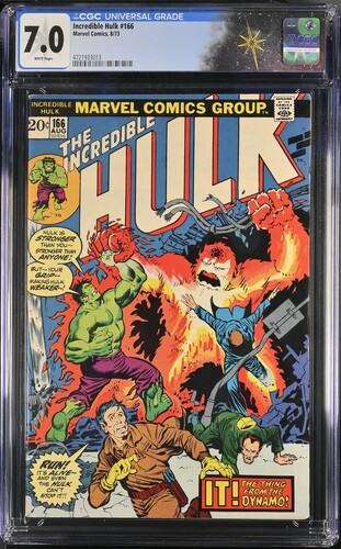Incredible Hulk #166 CGC 7.0 1st appearance of Zzzax (Marvel Comics, 1973) White pages