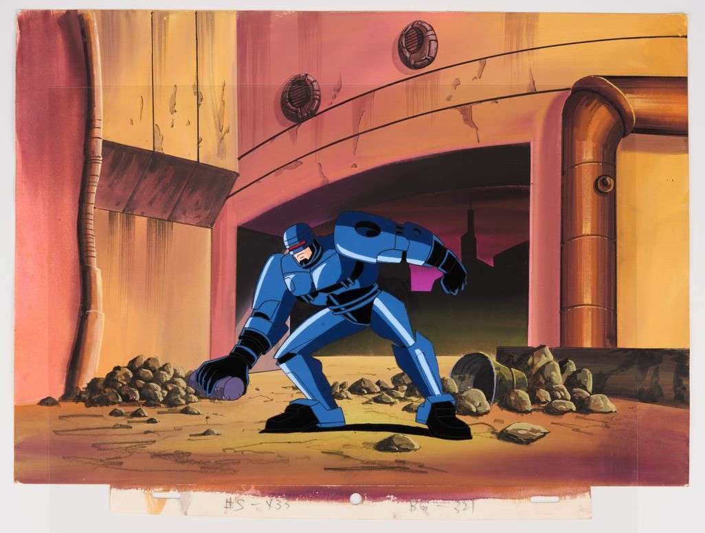 Robocop The Animated Series Original Hand Painted Production Cels And A Background (Marvel Studios, 1988) Total 3