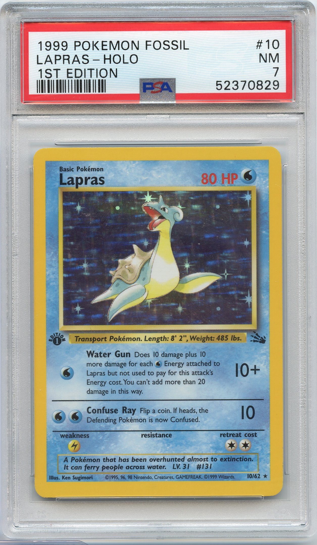 PSA 7 Lapras #10 Holo Fossil 1st Edition