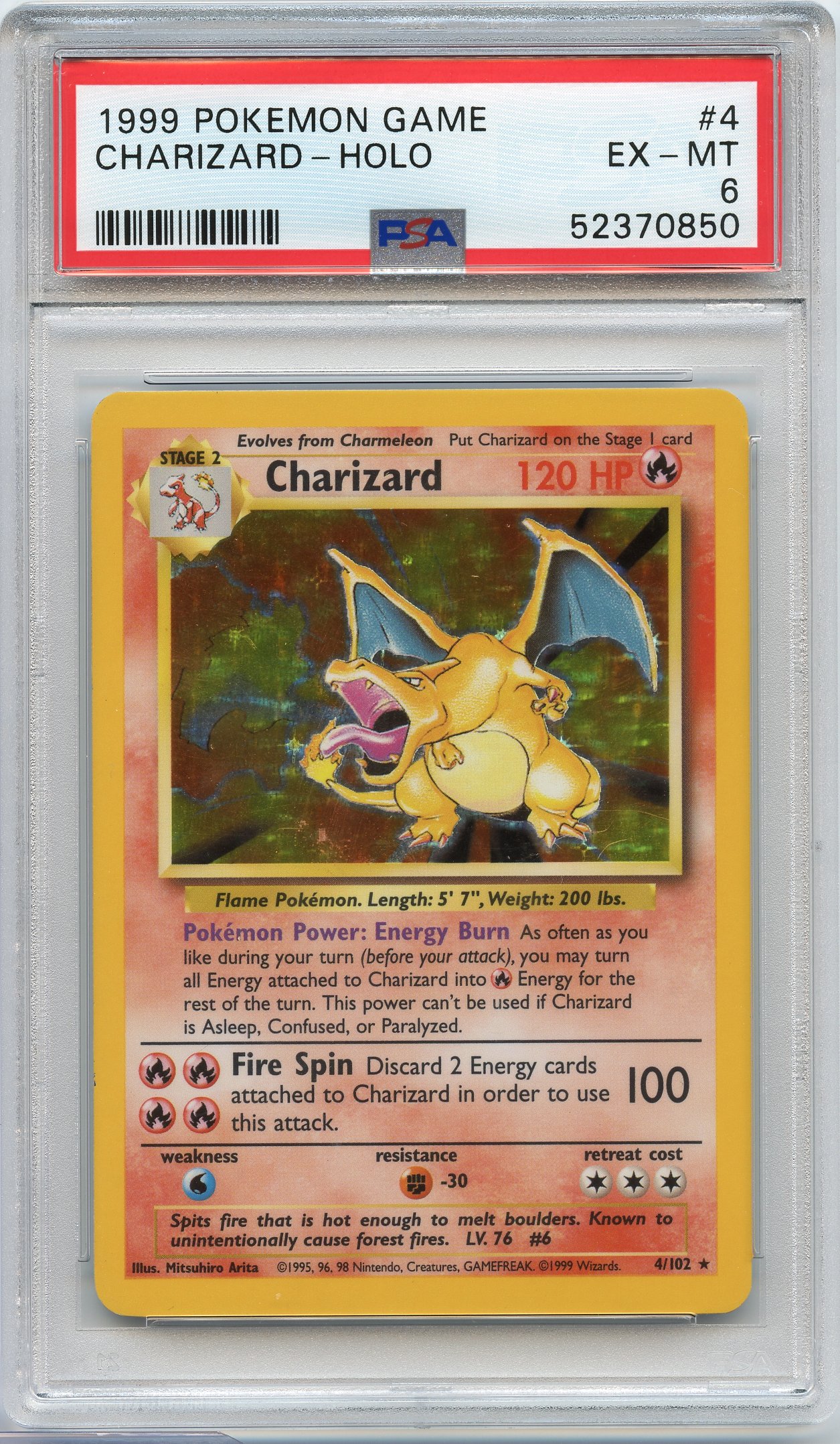 PSA 6 Charizard #4 Holo Base Set