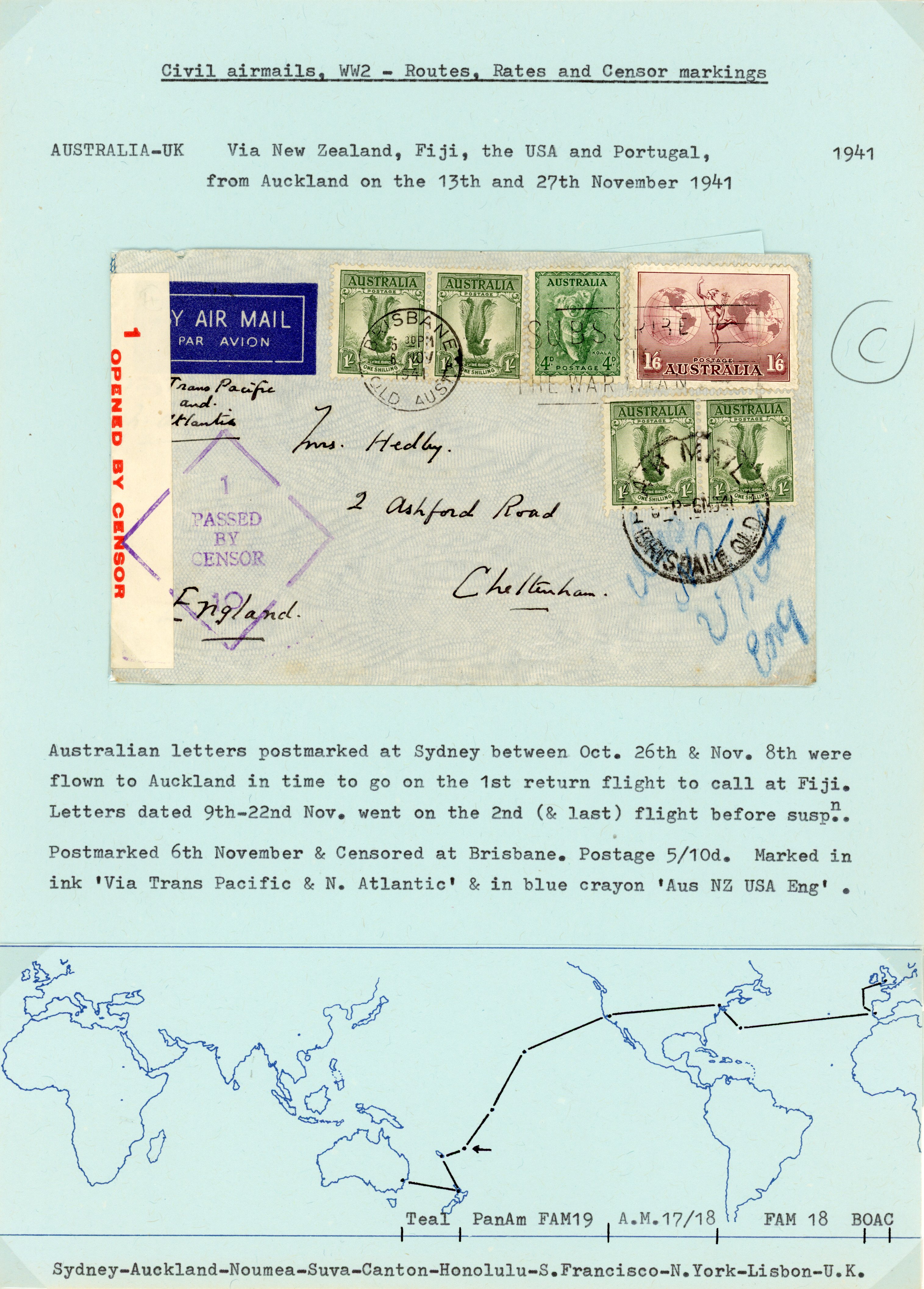 Australia WW2 mail to GB