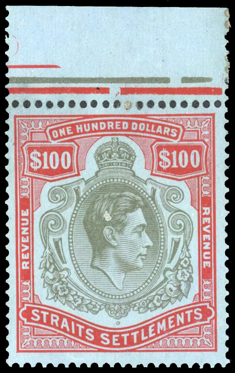 Straits Revenue 1938 $100 mint