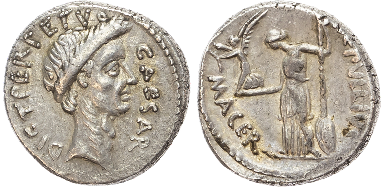Julius Caesar (February, 44 BC) AR Denarius, mint of Rome, P Sepullius Macer, moneyer, 4.05g.