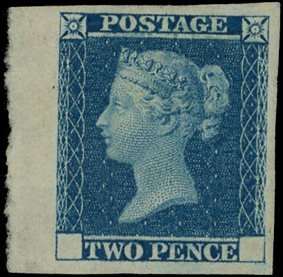 1841 2d Blue (Wmk. Inverted).
