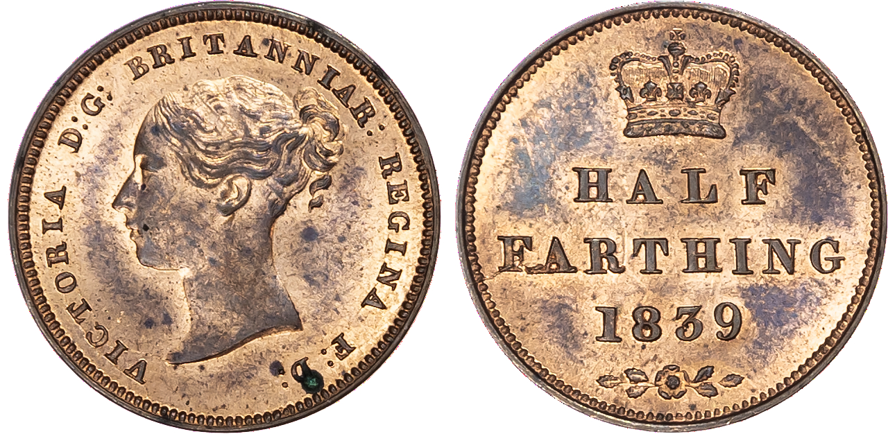 Victoria (1837-1901), Half Farthing and Quarter Farthing (2), 1839
