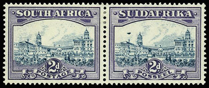 SOUTH AFRICA SG 44ea 1930-45 2d ROTO AIRSHIP FLAW LPOG