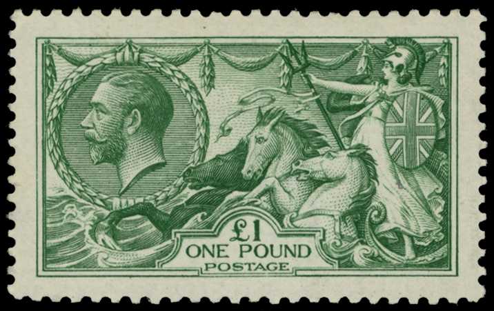 1913 £1 green, brilliant fine o.g., very fine....