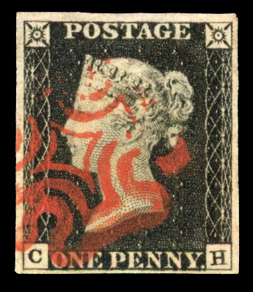 1840 1d black, plate 2 (CH), good to large margins, cancelled