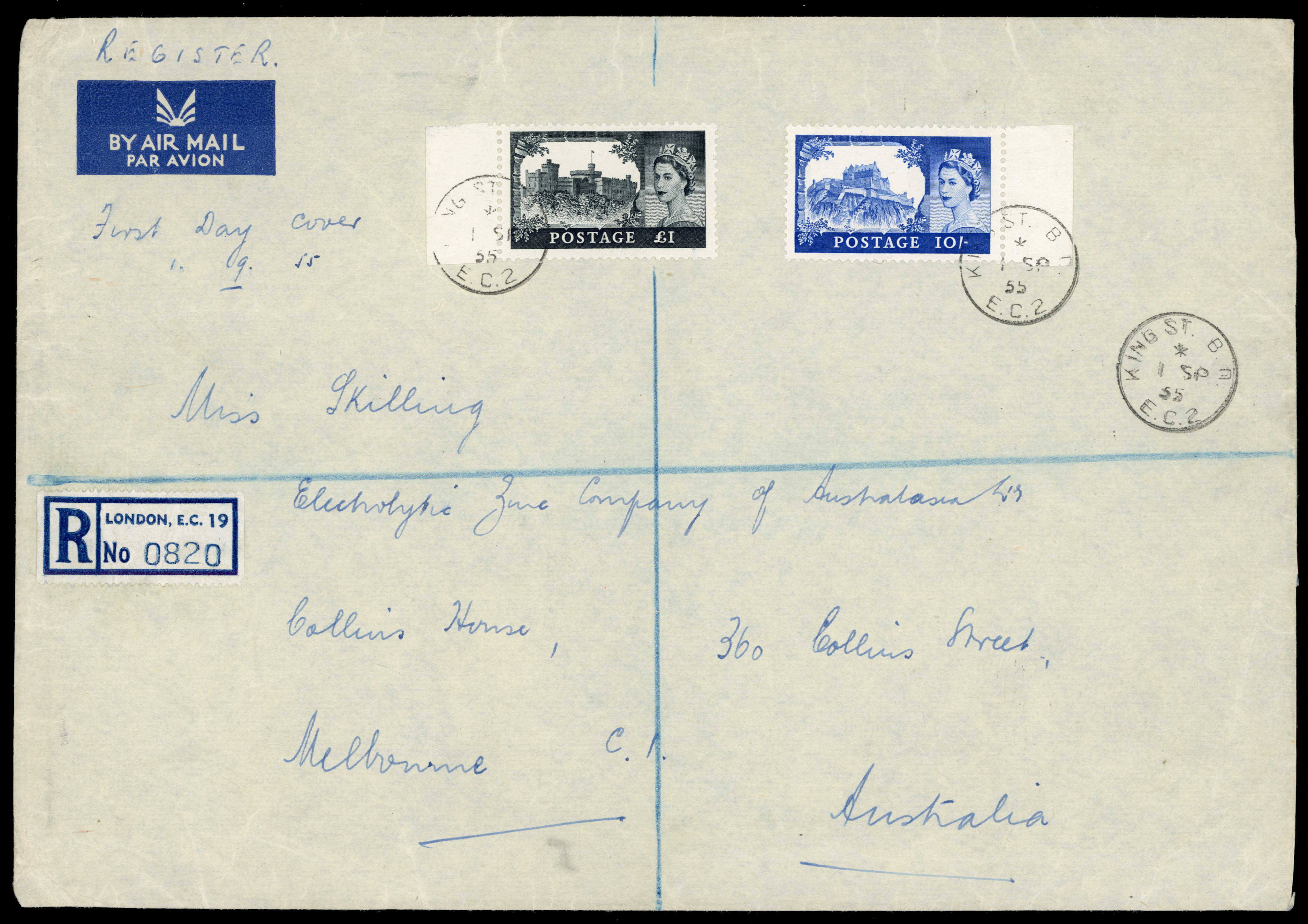 1955 Waterlow Castles pair of First Day Covers