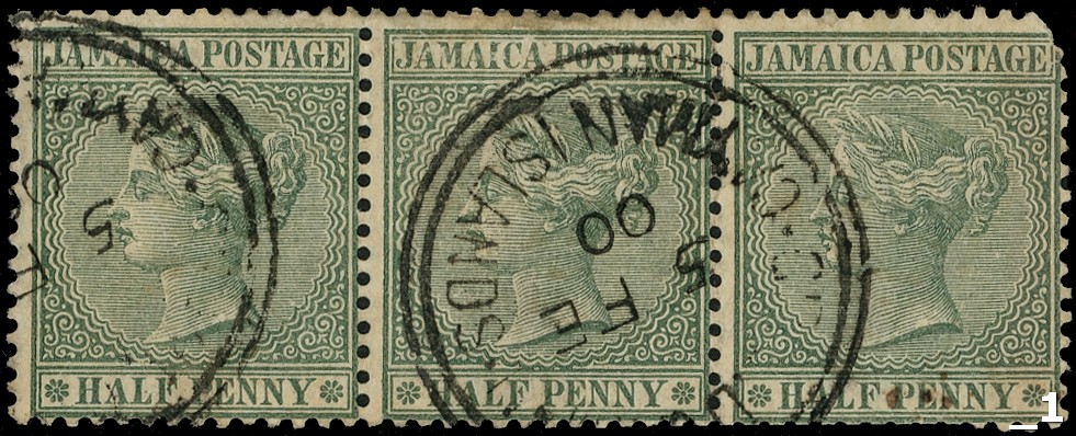 Caymans; ½d Jamaica strip used...