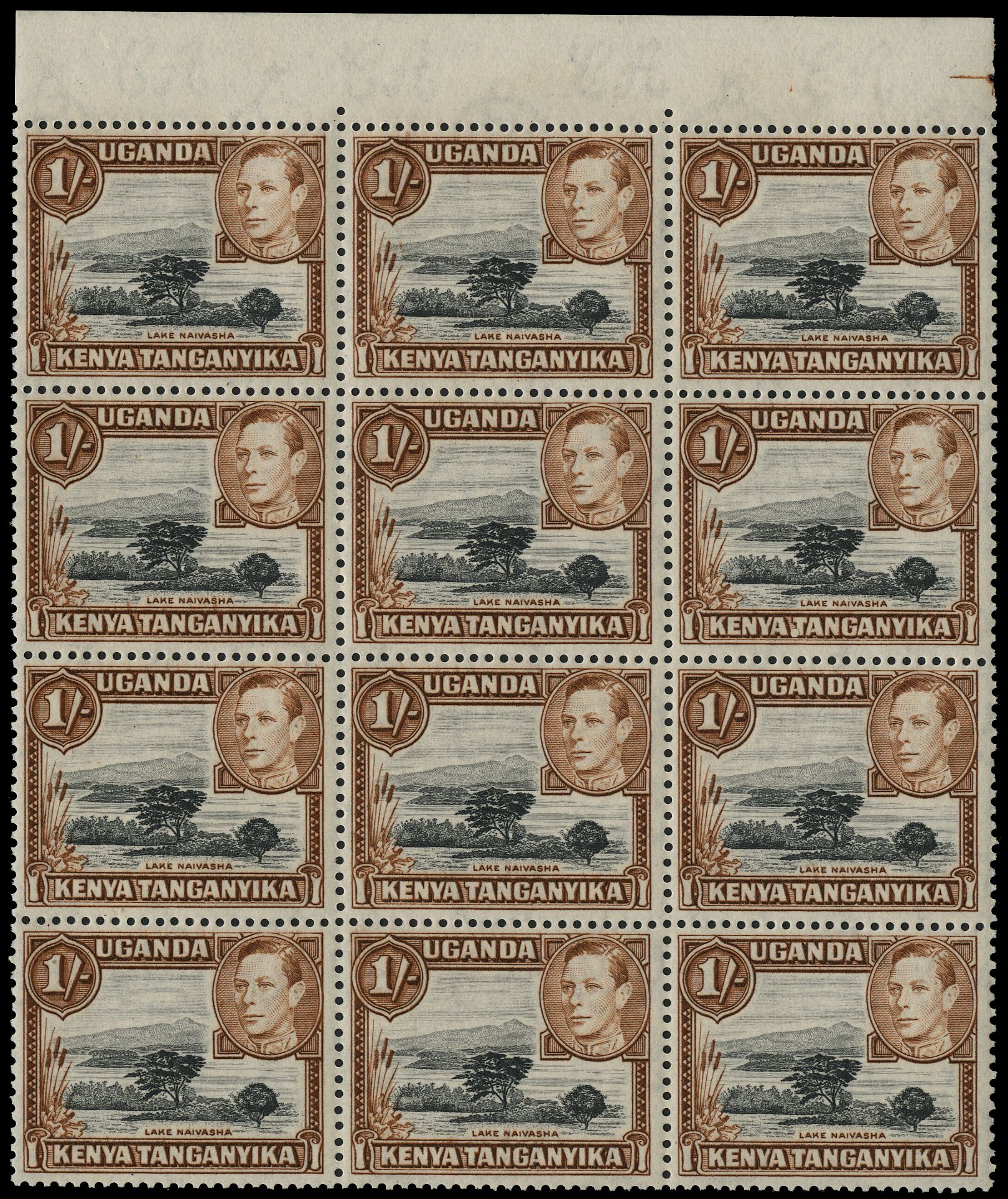 1949 1s black and brown perf 13x12½, top...