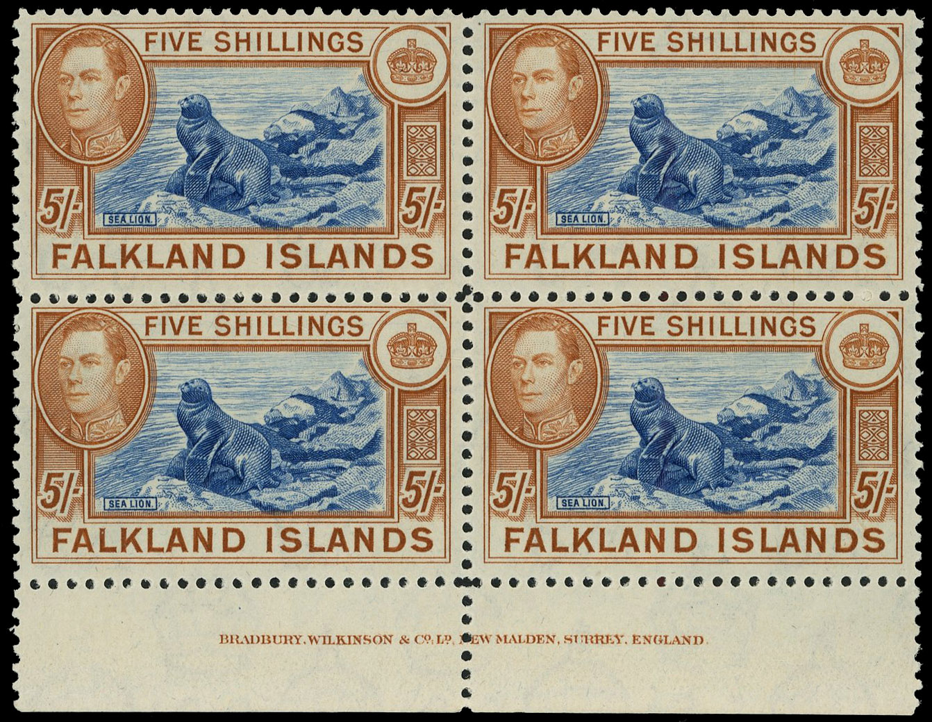 Falkland Islands SG 161c imprint block mint