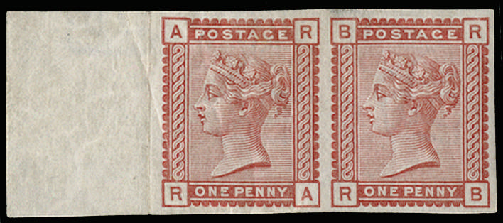 GB 1880 SG 166a 1d imperforate pair mint