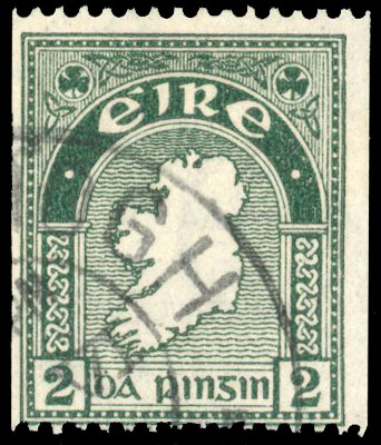 Ireland 1922-34 2d grey-green, perf 15 x imperf,