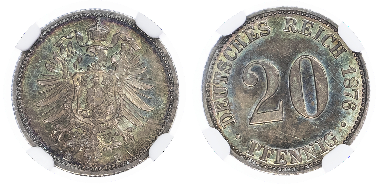 Germany. Empire AR 20 Pfennig. 1876B. 