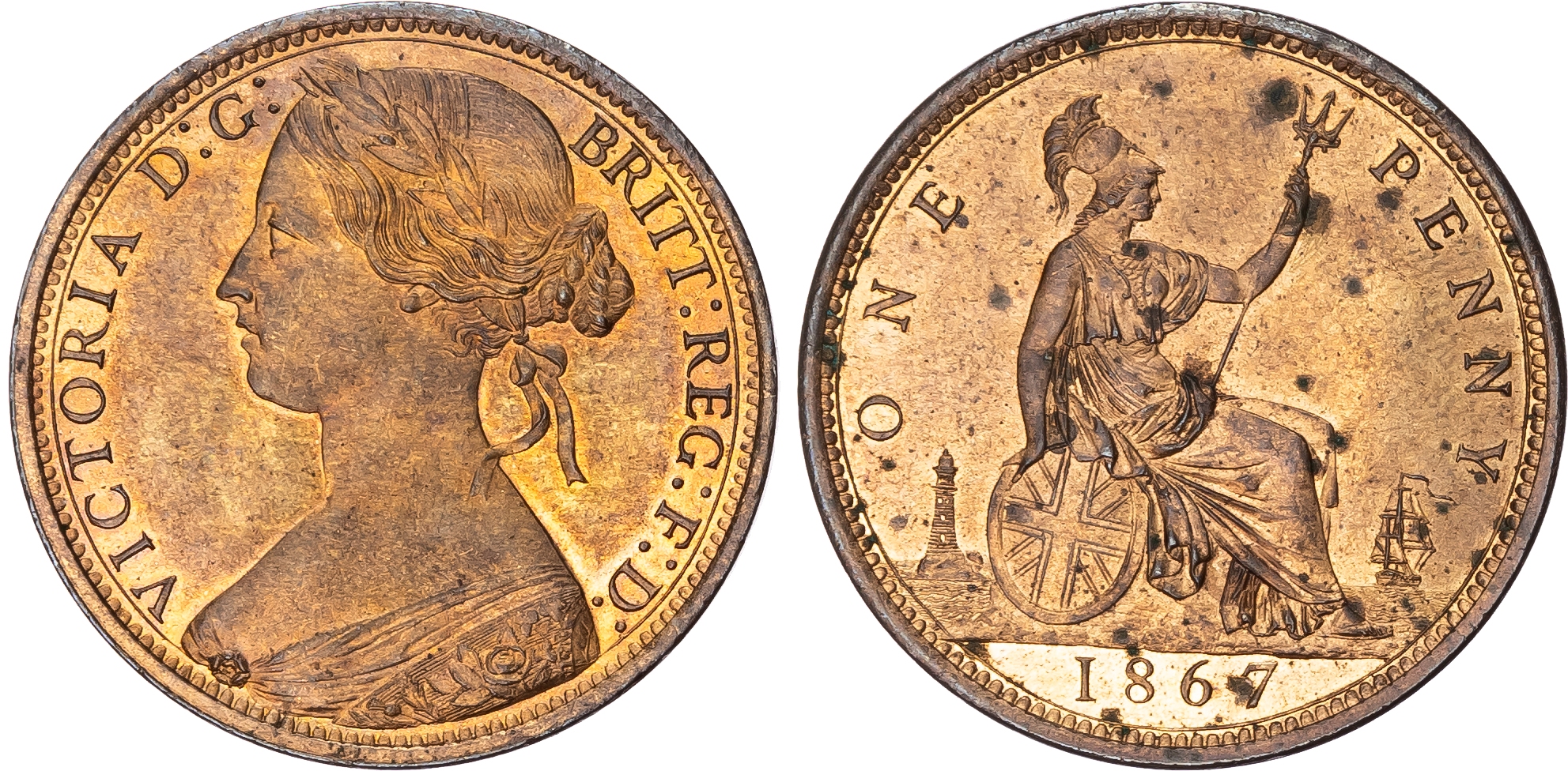 Victoria (1837-1901), Bronze Penny, 1867