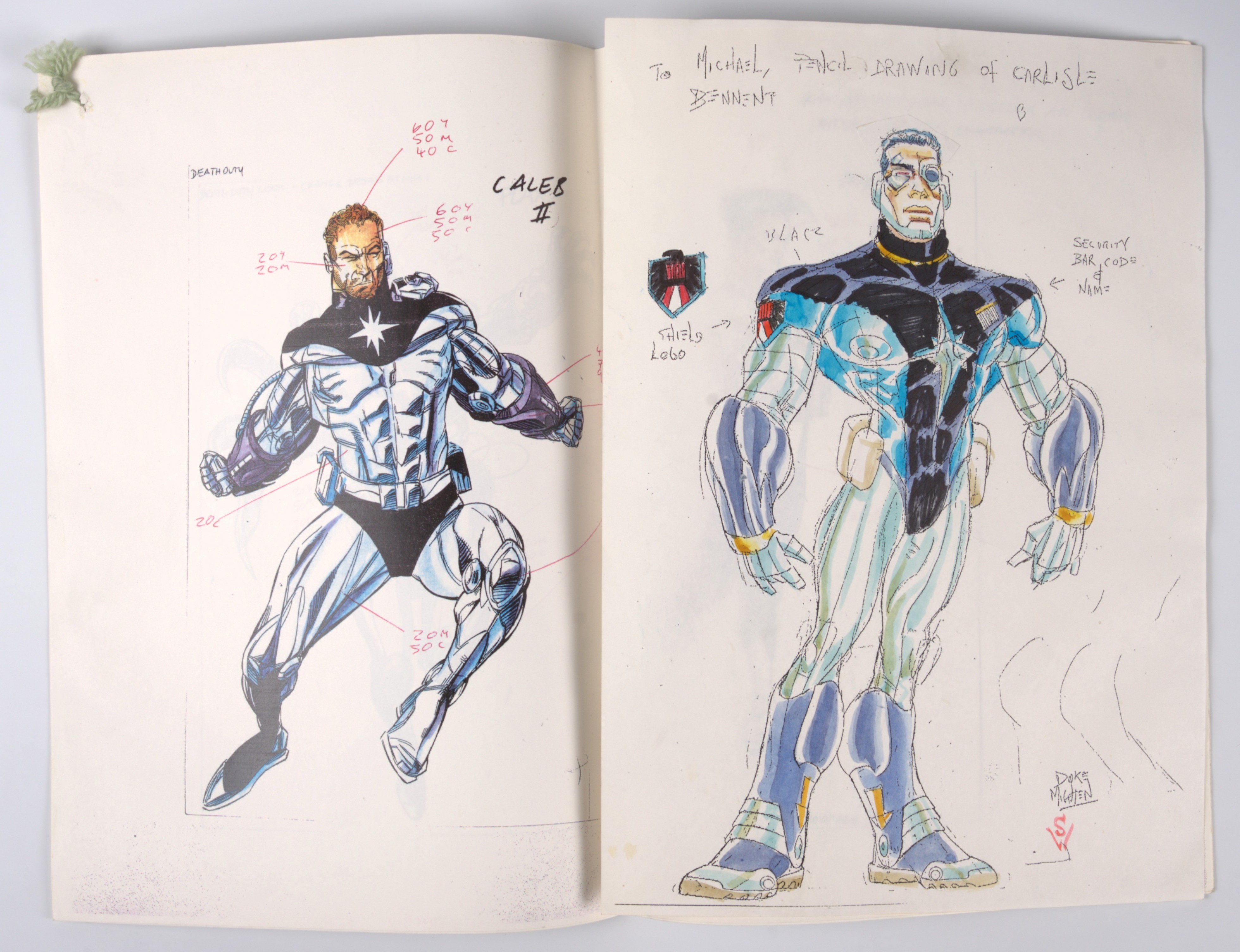 Cancelled Marvel Red Mist 20-20/Death Duty/Roid Rage Character Colour Sheets (Marvel Comics, 1993) Total 6