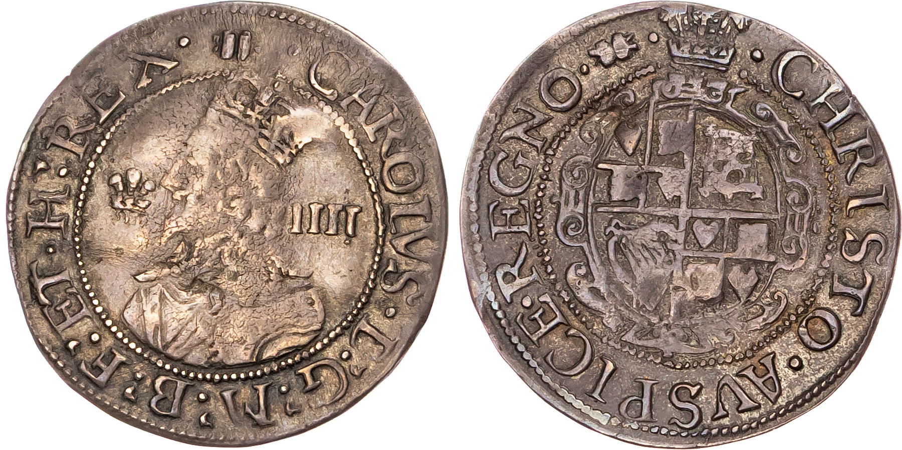Charles I (1625-1649), AR Groat, Aberystwyth mint (1638/9-42), mm. book.