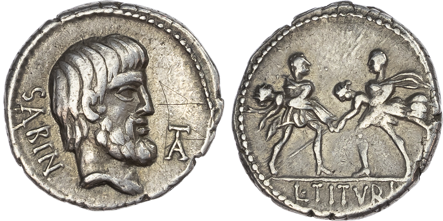Q. Titurius Sabinus (89 BC) AR Denarius, Rome, 3.85g. 
