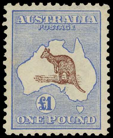 1913 £1 Kangaroo, large part og, a shorter...