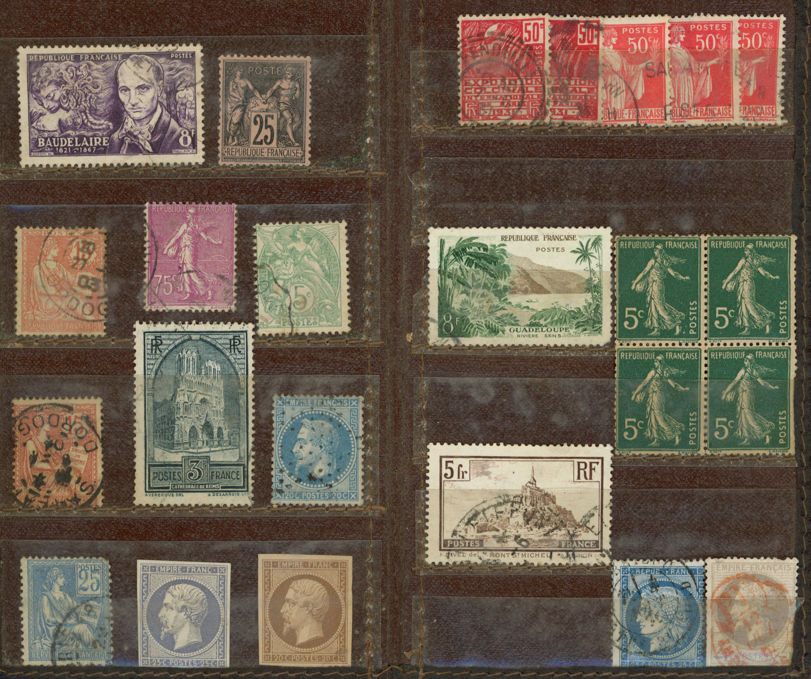 ALL WORLD QV used selection on album leaf and small stock book including GB 1840 1d blacks (2), one 3-margin and one 4-margin