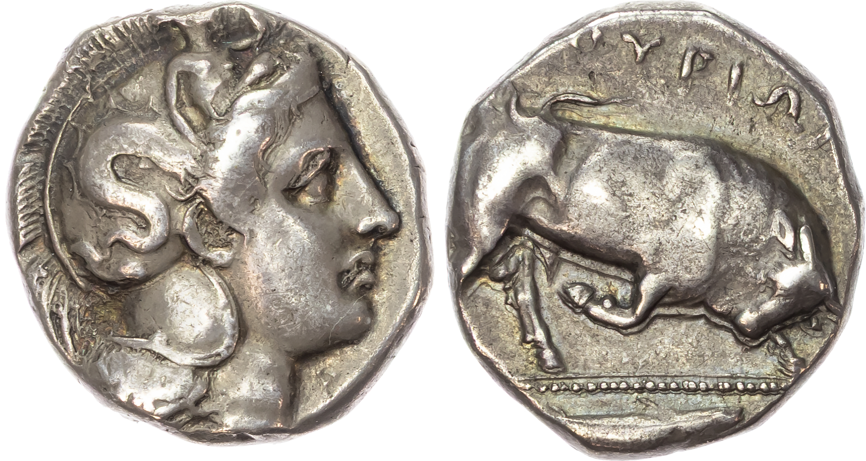 Lucania, Thurium (c. 400-350 BC) AR Dinomos, 15.85g. 