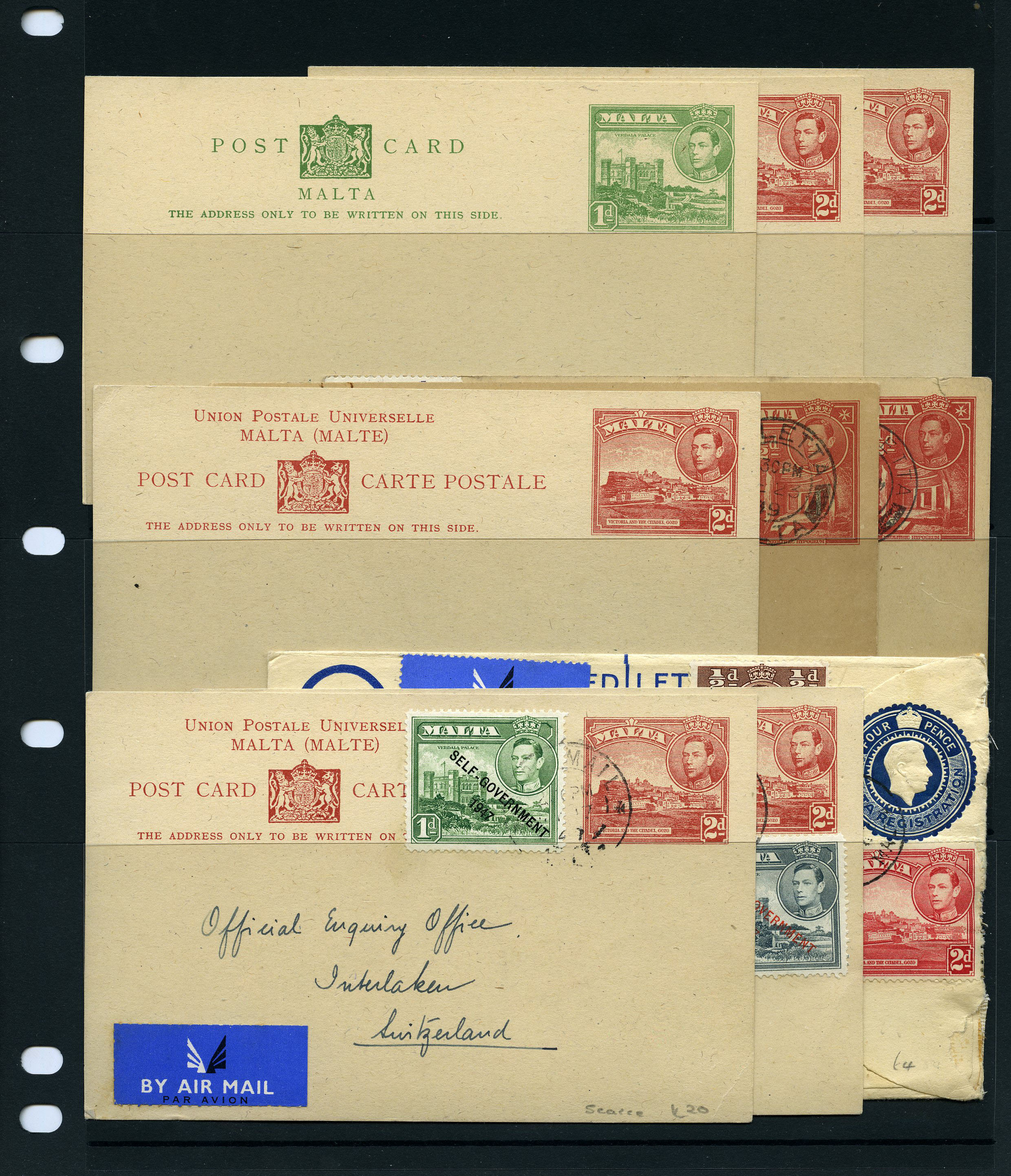 Postal Stationery. KG VI group with unused...