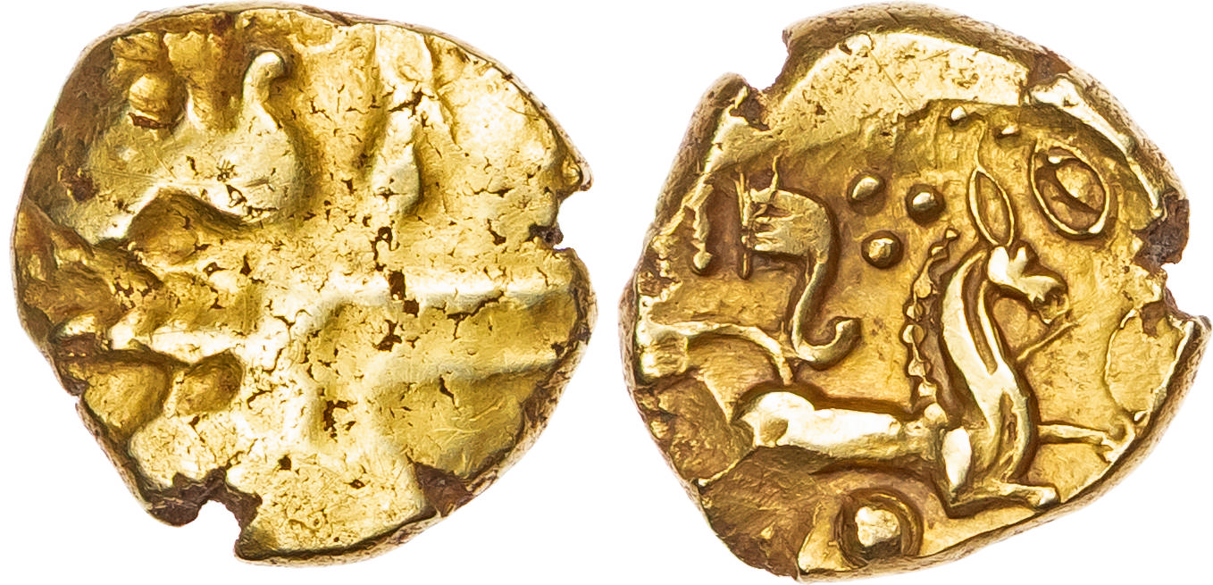 Trinovantes, Uninscribed (c. 55-45 BC) AV Stater, ‘Late Whaddon Chase’ type, 6.01g. 