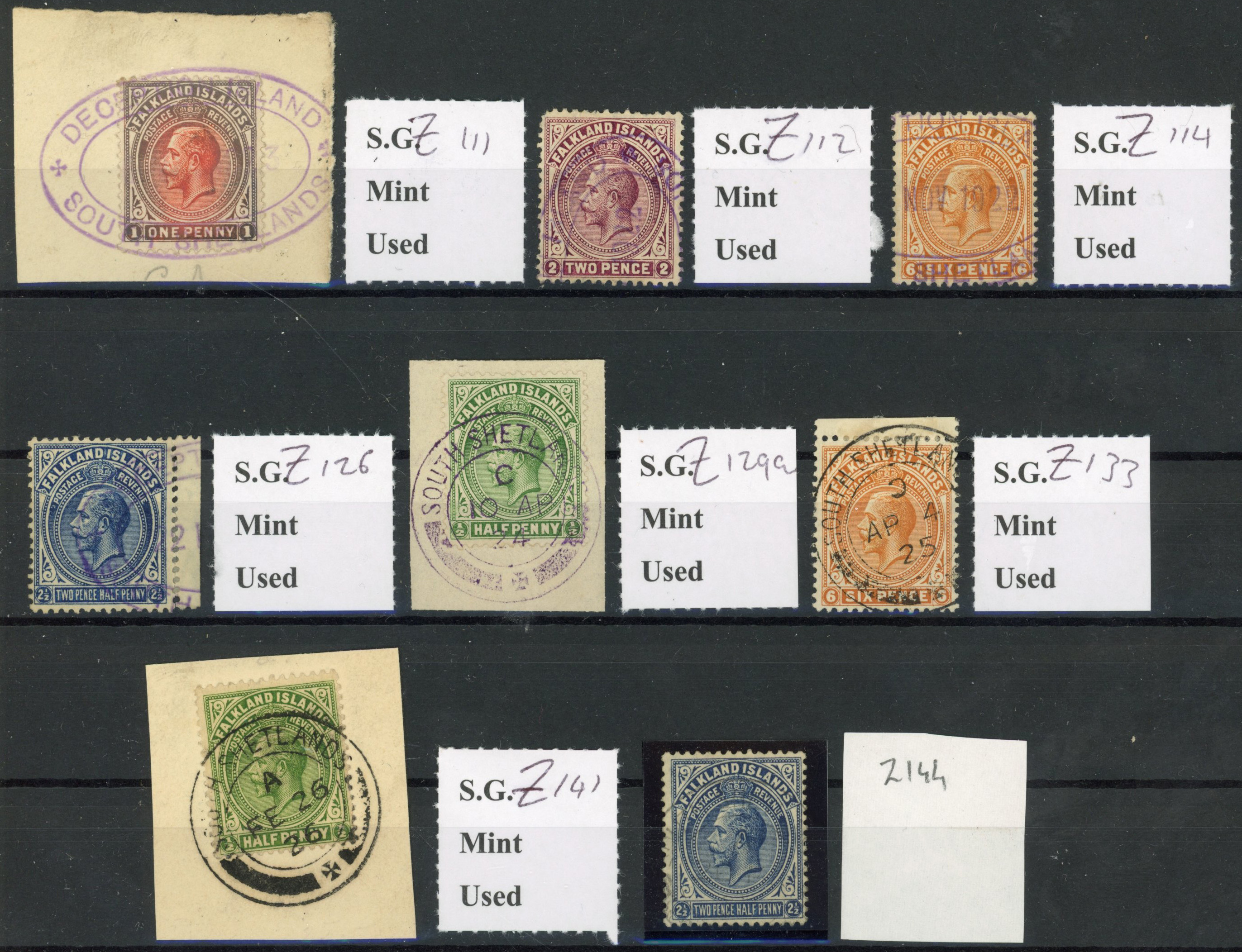 Falkland Islands Dependencies SG Z111/144 South Shetlands cancels