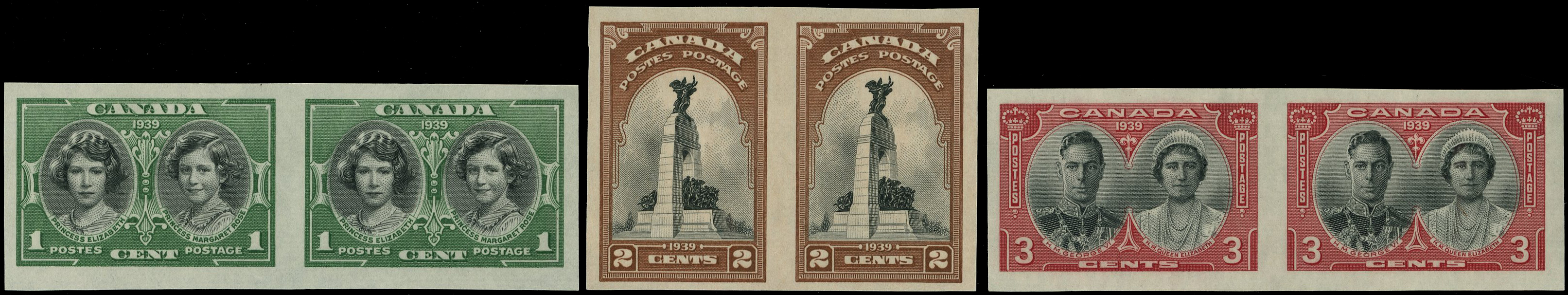 Canada SG 372-4 imperforate pairs mint