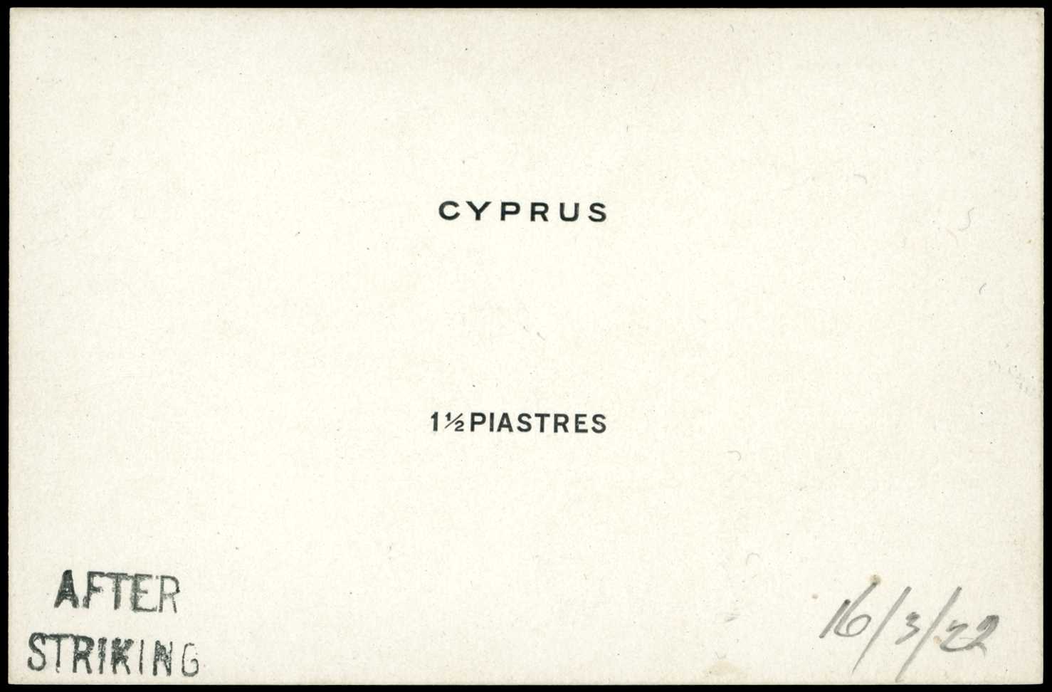 PROOF: 1922 De La Rue die proof for '1½...