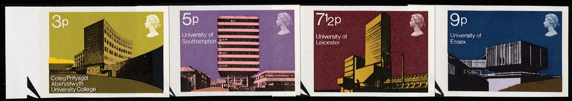 GB 1971 3p-9p British Achitecture (University buildings). Superb unmounted o.g left hand marginal set o… SG890/3var