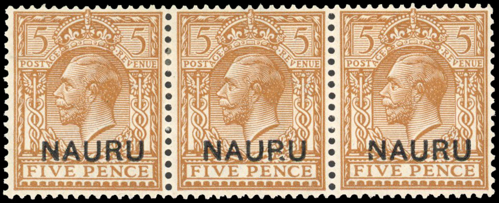 Nauru 1916-23 5d yellow-brown variety NAUP.U