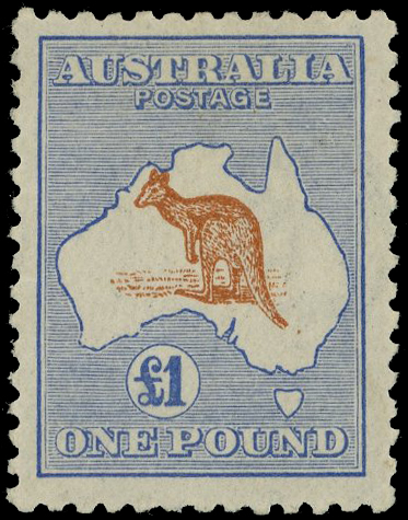 AUSTRALIA: 1917 £1 chestnut and bright blue, BPA certificate (1986), fine unused o.g. SG 44aw