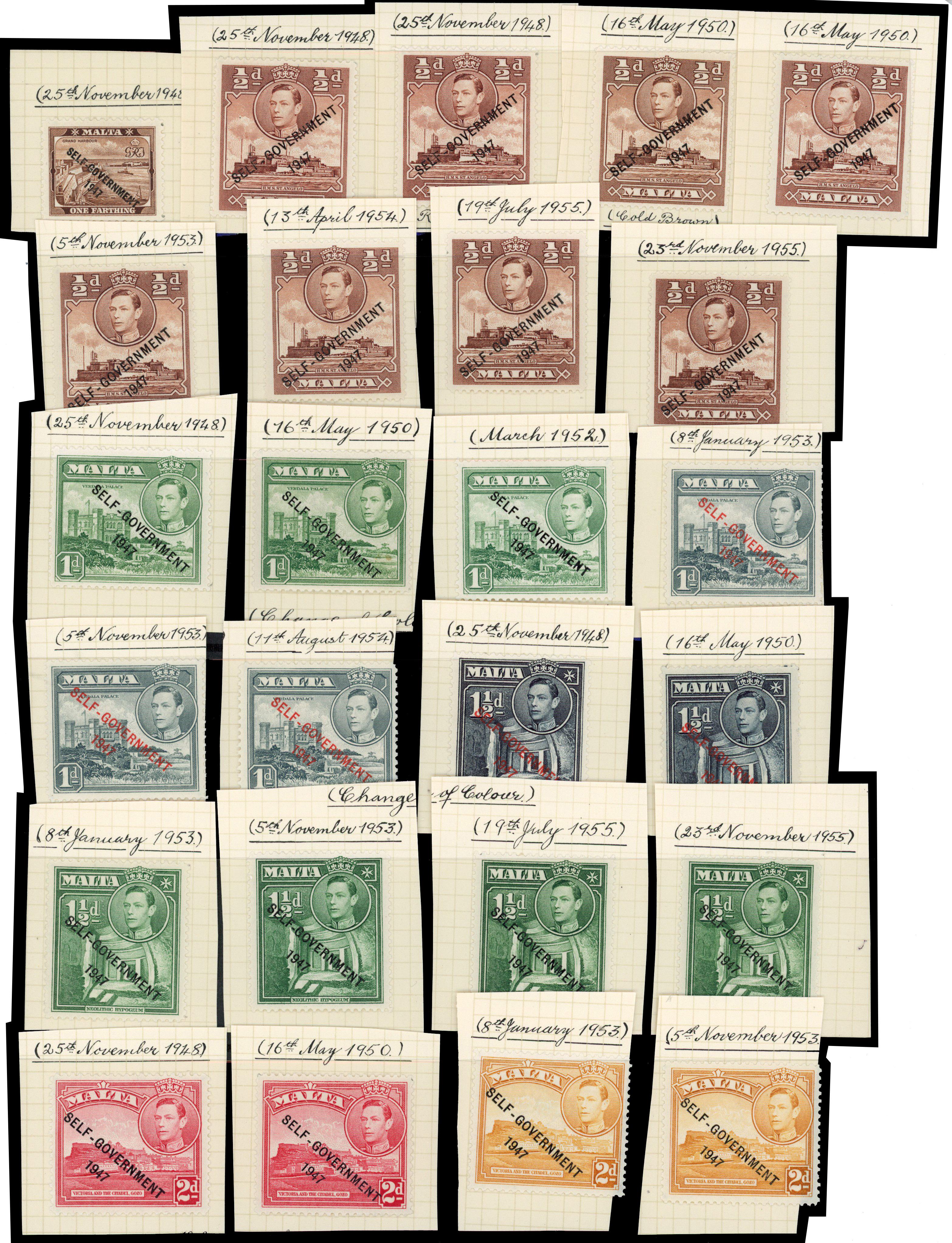 Malta SG 234-248 printings collection mint