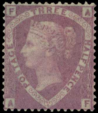 1860 1½d Rosy mauve Plate 1(AF), on blued...