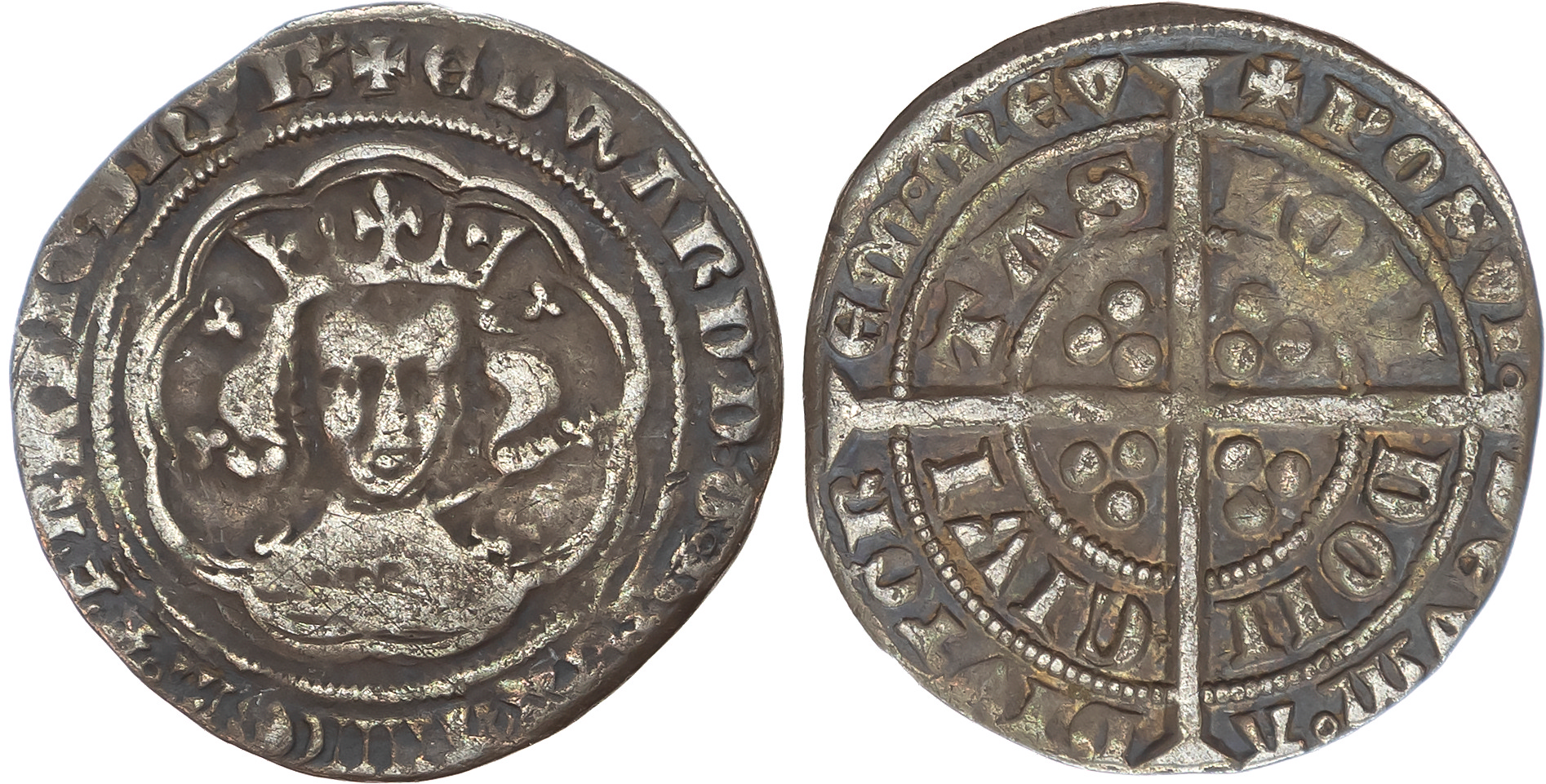 Edward III (1327-1377) AR Groat, Pre-treaty period, series E.