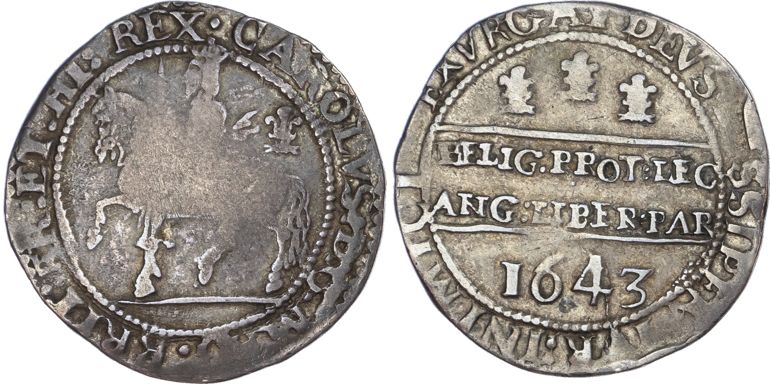 Charles I, 1625 ‑1649), AR Halfcrown, 1643, 14.92gm. Oxford mint