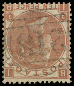 SG113wi 1867 10d Pale red brown (Wmk Inverted) VFU