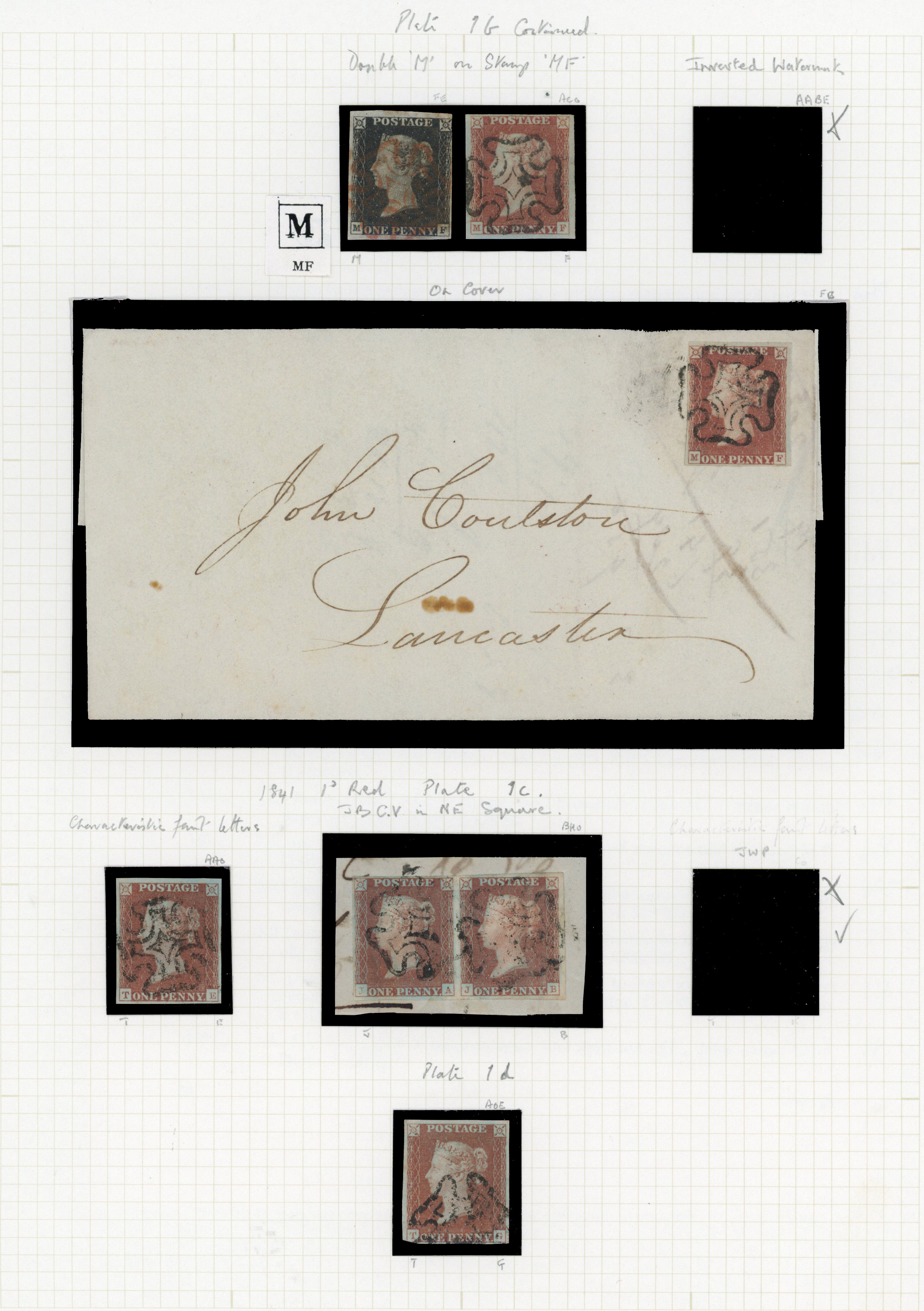1840 1d Black Pl.1b & 1d Red-brown Pl.1b (States II, III & IV)