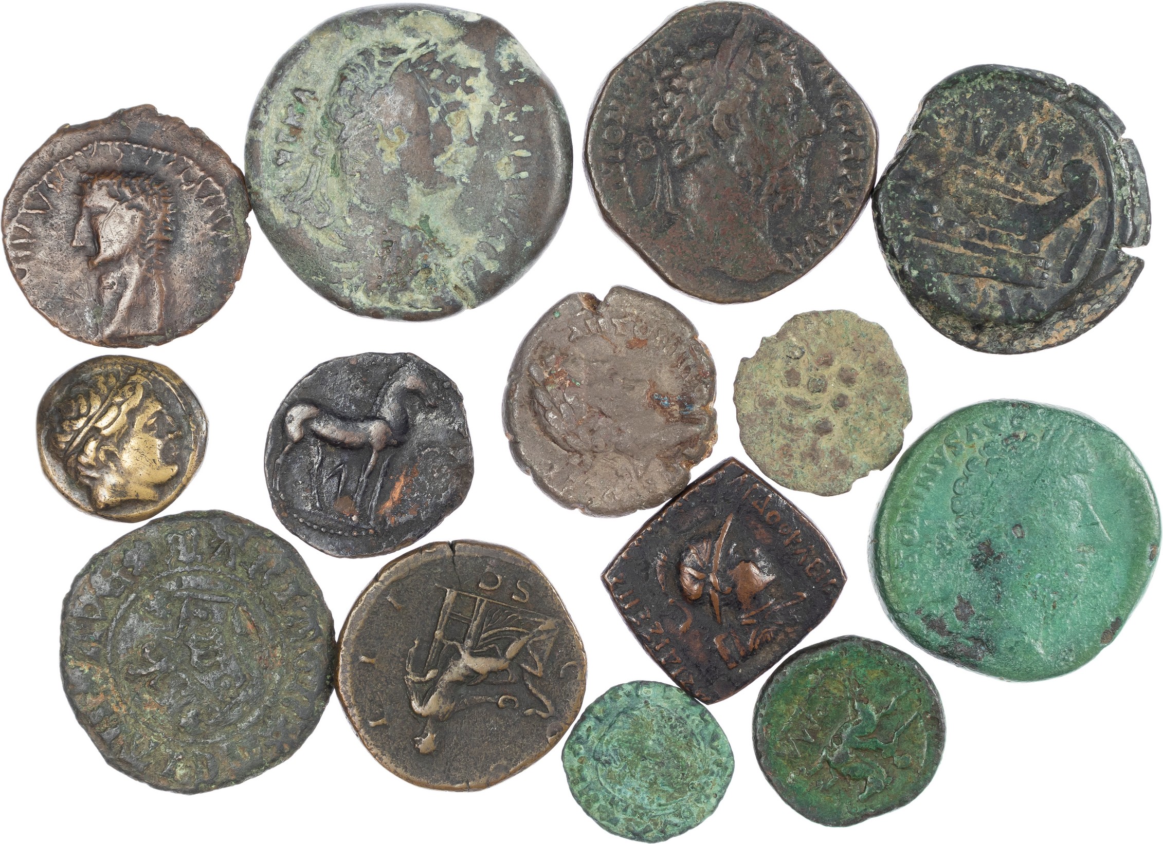 Group of Miscellaneous Roman and Greek bronze coins (11). Various denominations and rulers including 1x Republican As, 2x