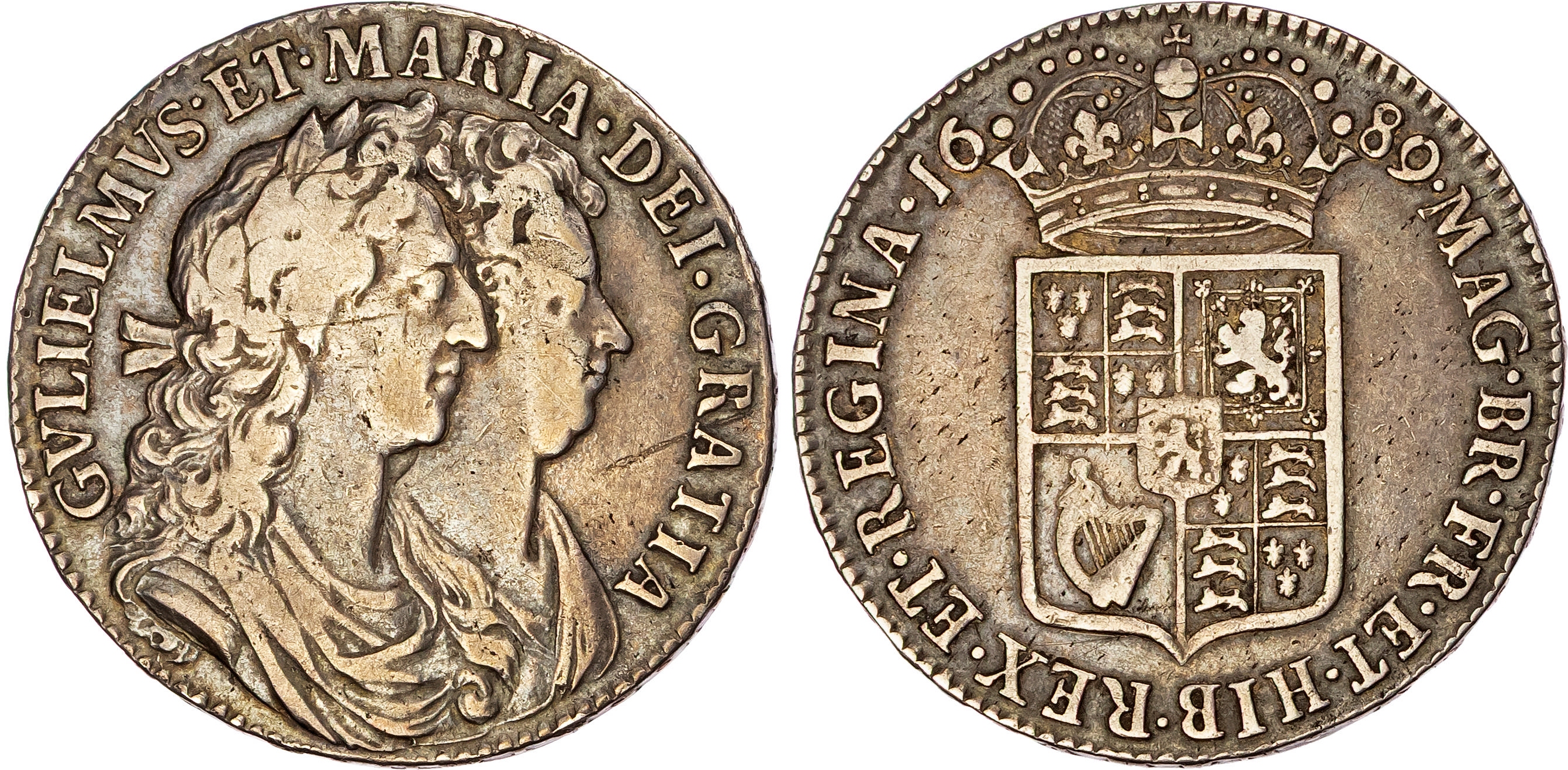 William and Mary (1689-1694), AR Halfcrown, 1689 PRIMO.