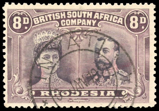 Rhodesia 1910-13 8d grey-purple and dull purple perf 13½ used