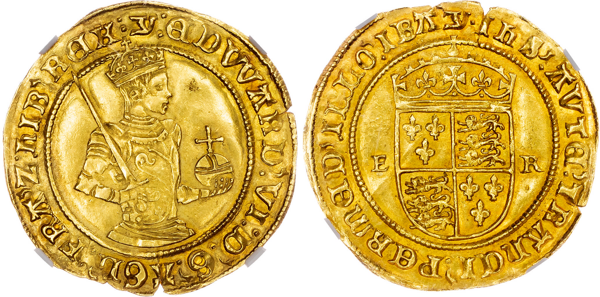 Edward VI (1547-1553), AV Half Sovereign, Third Period, Crown Gold, Tower (London) mint, mm. Y (1551-3). NGC AU58