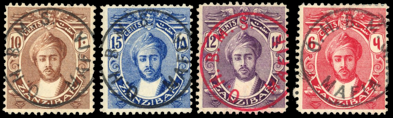 Tanganyika Mafia 1915 O.H.B.M.S. circular handstamp on Zanzibar group