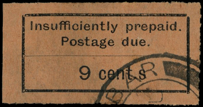 1929 9c black on orange postage due with...