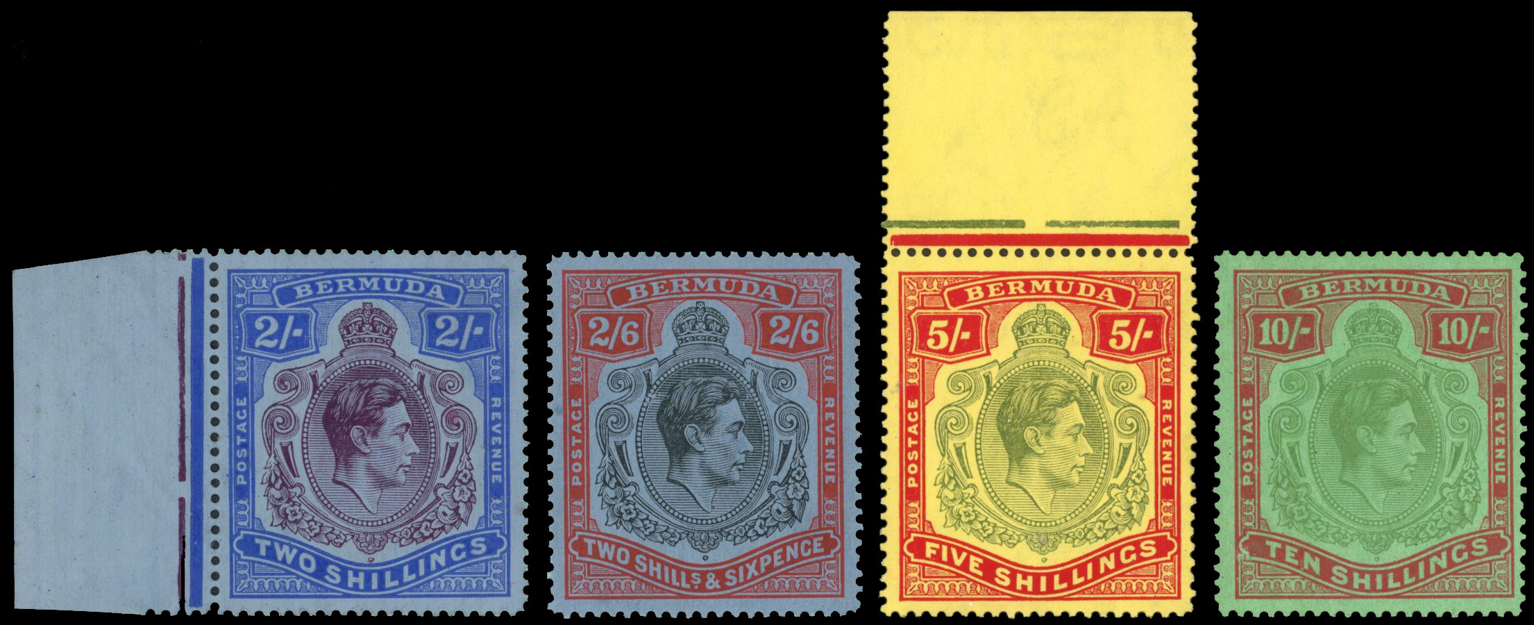 Bermuda SG 116b/119b 1941 line perf high values mint