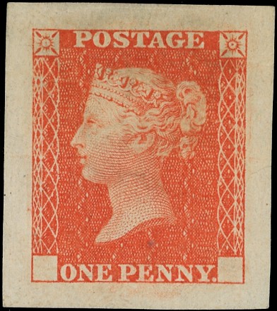 1871 1d Ormond Hill die proof (Die II, retouched Die). Printed in...