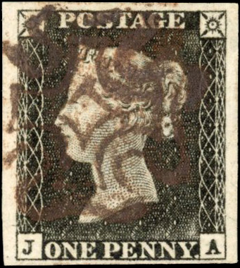 GB 1840 1d black Plate 1a brown MC