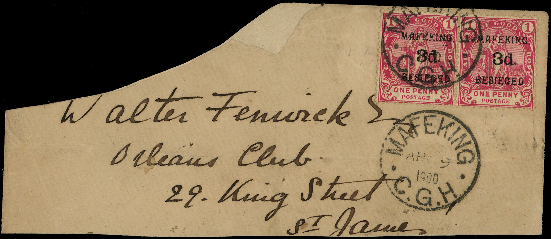 Cape of Good Hope Mafeking SG 3 pair used on piece